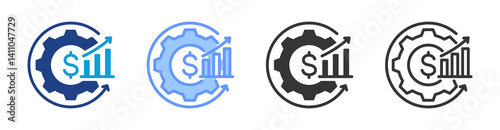 Asset Utilization icon set multiple style collection