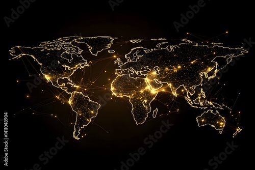 Global network connection world map , Generative AI