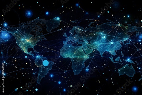 Global network connection world map , Generative AI