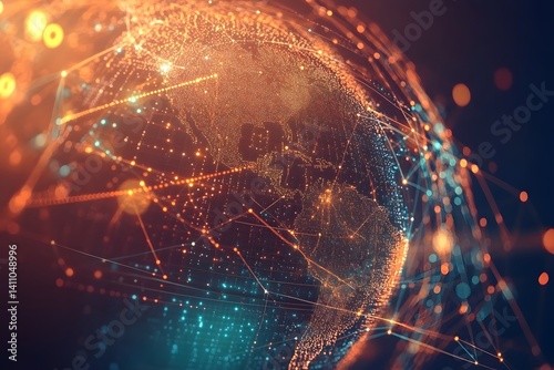Global network connection world map , Generative AI