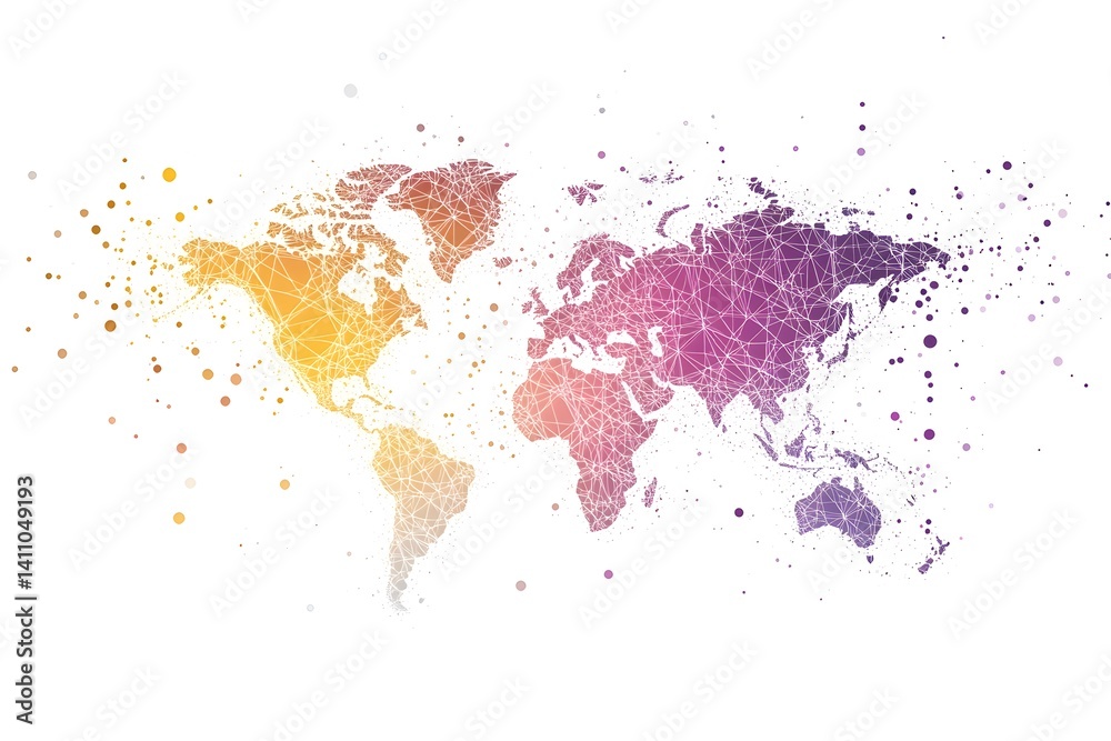 Obraz premium Global network connection world map , Generative AI
