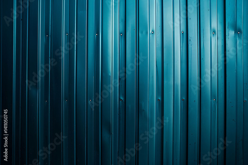 Blue background with vertical lines of metallic wall texture.