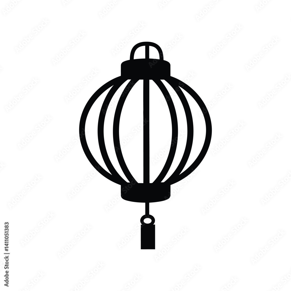 Asian Lantern with Tassel and Transparent Background Decorative Element Icon Asian Lantern with Tassel and Transparent Background Decorative Element Icon