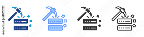 Data Mining icon set multiple style collection