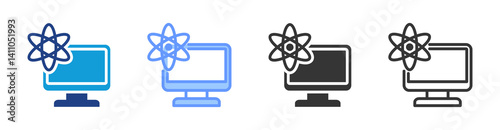 Quantum Computing icon set multiple style collection