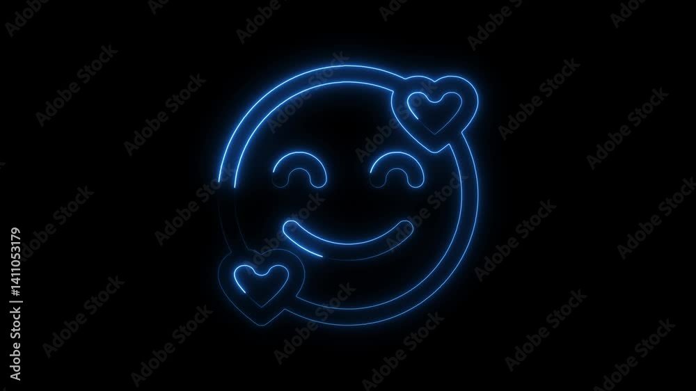 Glowing neon smile icon 4k, isolated on black background. HD Video motion graphic animation Glowing neon smile icon 4k, isolated on black background. HD Video motion graphic animation