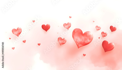 red hearts on a pink background