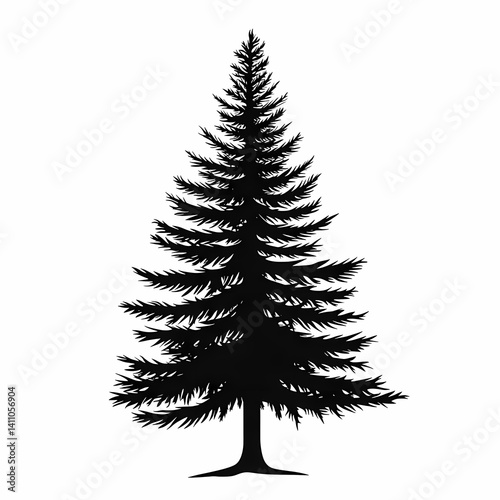 Evergreen Black Silhouette: Artistic Nature Outline for Eco-Friendly Design