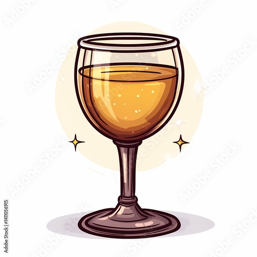 Elegant Champagne Glass Illustration for Celebratory Party with Sparkling Drink - Luxury Beverage Art for Upscale Holiday and Social Gatherings