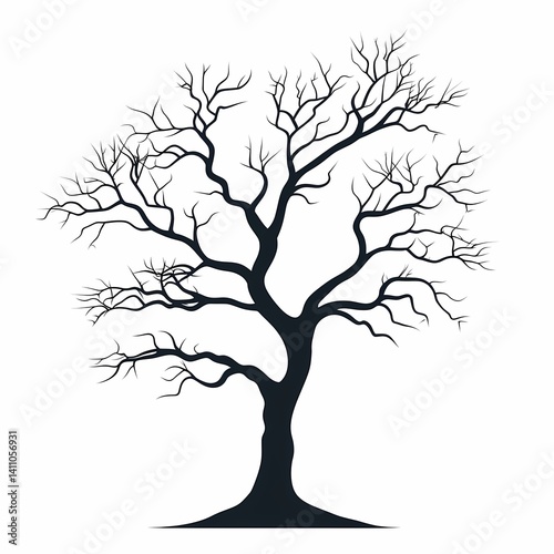 Leafless Tree Silhouette Vector - Abstract and Elegant Nature Design Art
