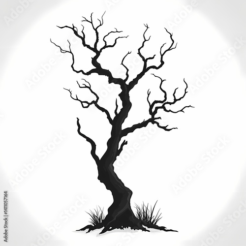 Dark Silhouette of a Leafless Tree: Nature-Inspired Vector Art and Design