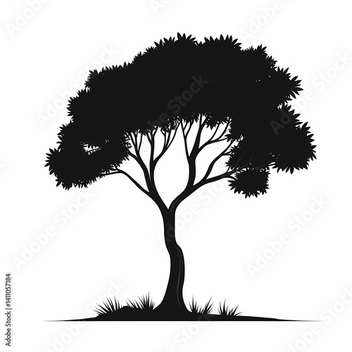 Black Silhouette Tree Illustration: Aesthetic Nature Art for Home Decor