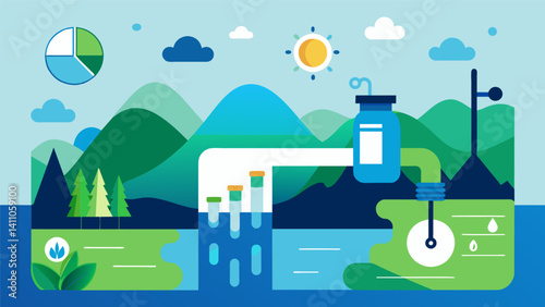 A water usage visualization tool that displays realtime data on consumption rates aiding in conservation efforts.. Vector illustration