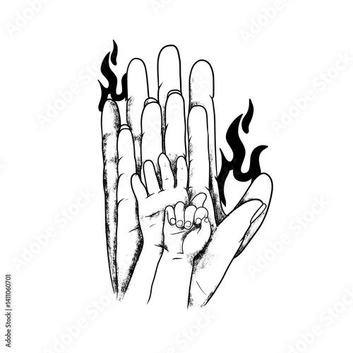 vector illustration of human hands motherday