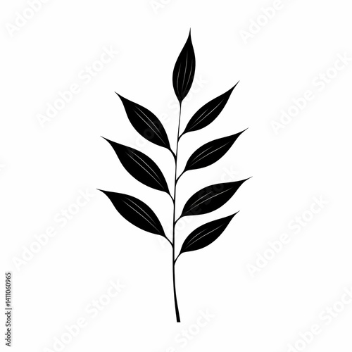Wallpaper Mural Botanical Silhouette. Minimalist Black and White Nature Illustration for Elegant Home Decor Torontodigital.ca