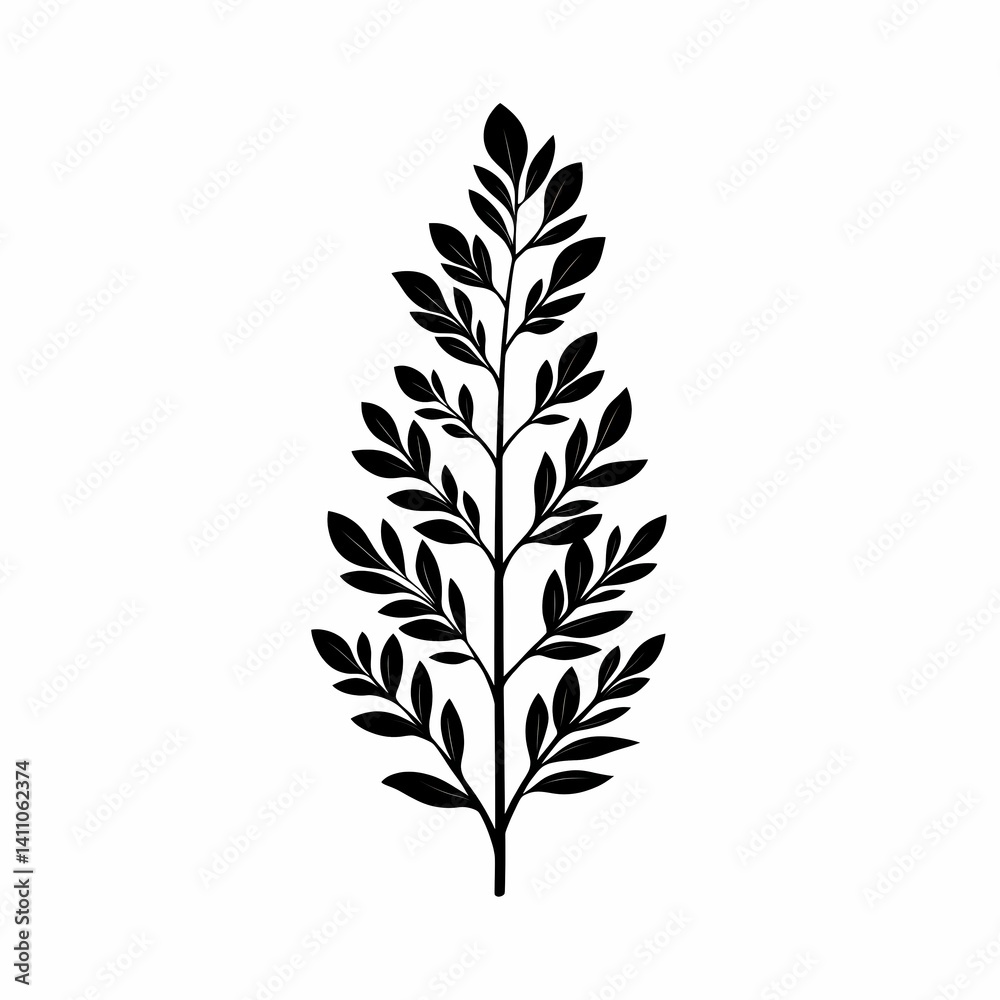 Black and White Botanical Illustration. Minimalist Leaf and Branch Silhouette Art for Eco-Friendly Decor Black and White Botanical Illustration. Minimalist Leaf and Branch Silhouette Art for Eco-Friendly Decor