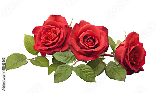 Fototapeta Naklejka Na Ścianę i Meble -  Vibrant Red Roses on transparent background