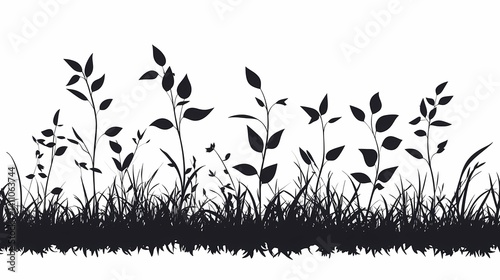 Nurturing Nature. Eco-Friendly Silhouetted Grass & Plants Illustration with a Dark Botanical Design