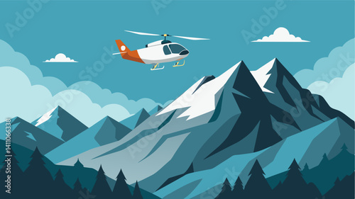In a remote mountain range the air taxi hovers above a small valley allowing researchers to study the migration patterns of elusive snow leopards. Its swift movements and low. Vector illustration
