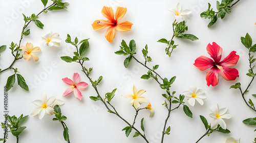 Colorful Floral Arrangement on White Background