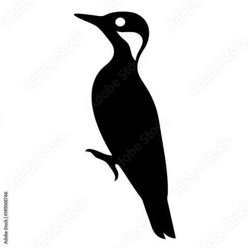 woodpecker animal black silhouette icon - designs for jungle animals woodpecker Safaris, wildlife, rainforest, vector on a white transparent.