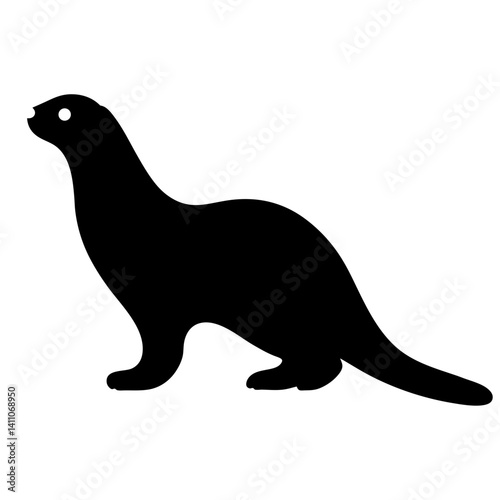 otter animal black silhouette icon - designs for jungle animals otter Safaris, wildlife, rainforest, vector on a white transparent.
