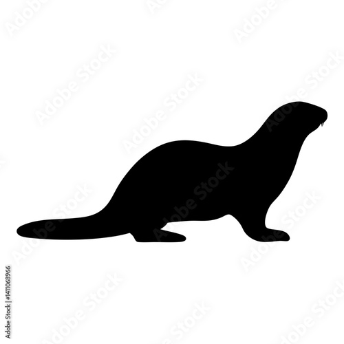 otter animal black silhouette icon - designs for jungle animals otter Safaris, wildlife, rainforest, vector on a white transparent.
