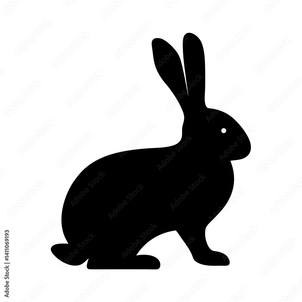 Obraz premium rabbit animal black silhouette icon - designs for jungle animals rabbit Safaris, wildlife, rainforest, vector on a white transparent.