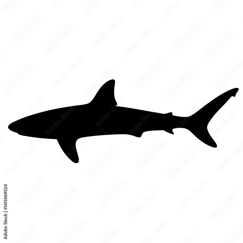Naklejka premium shark animal black silhouette icon - designs for jungle animals shark Safaris, wildlife, rainforest, vector on a white transparent.