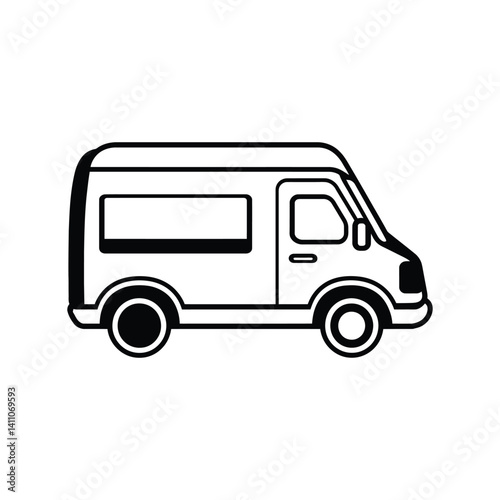 Delivery Van Outline Isolated with Transparent Background