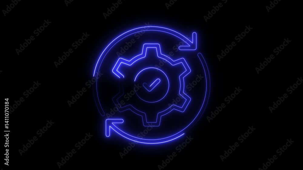 Glowing neon system update icon 4k isolated on black background. HD Video motion graphic animation Glowing neon system update icon 4k isolated on black background. HD Video motion graphic animation