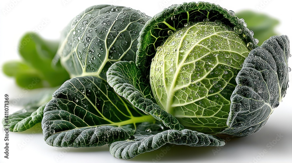 Fototapeta premium a Collard Greens, isolated on white background