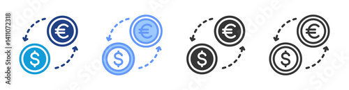 Currency Exchange icon set multiple style collection