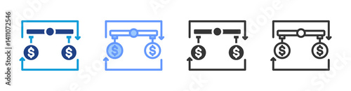 Economic Stabilization icon set multiple style collection