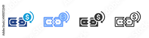 Bankruptcy icon set multiple style collection