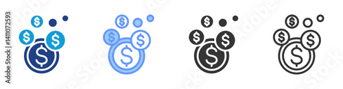 Asset Bubble icon set multiple style collection