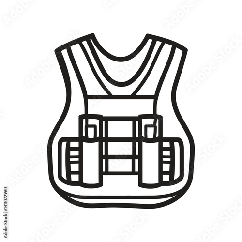 Doodle Style Bulletproof Vest Isolated on Transparent Background