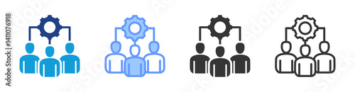 Human Resource Management icon set multiple style collection