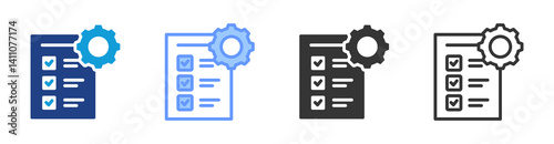 Work Instruction icon set multiple style collection