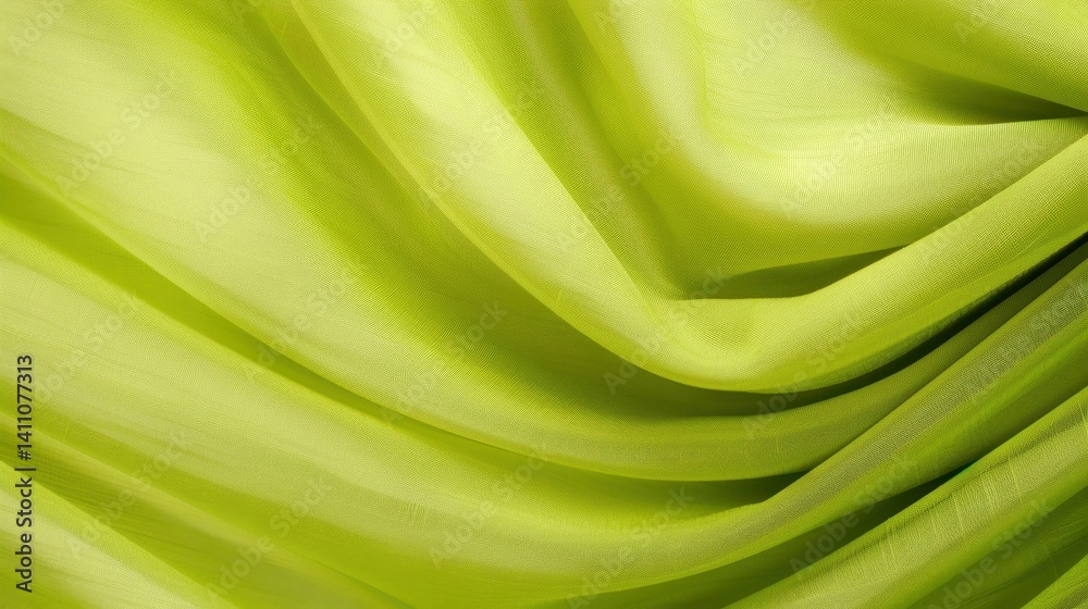 Explore the vibrant green abstract fabric background with dynamic geometric waves that shine with neon hues.