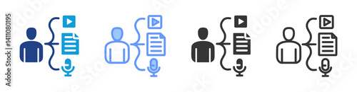 Learning Media icon set multiple style collection