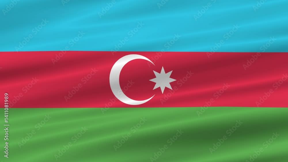 flag of Azerbaijan realistic wave 4K, seamless animated background