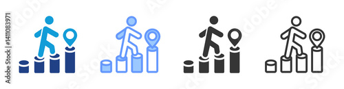 Market Positioning icon set multiple style collection