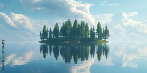 Fototapeta Naklejka Na Ścianę i Meble -  Landscape with lake and trees