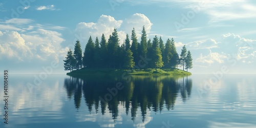 Fototapeta Naklejka Na Ścianę i Meble -  Landscape with lake and trees