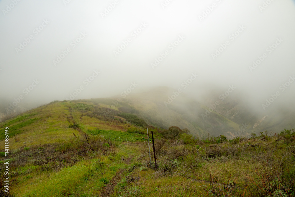 Thick Fog Rolls in over Montanon Ridge on Santa Cruz Island