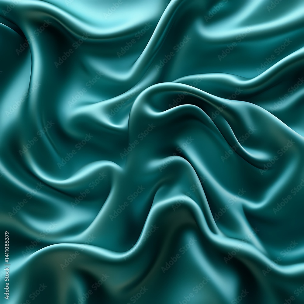 Obraz premium Teal silk fabric draped elegantly