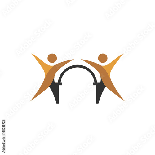 People Crossing Bridge - Symbol of Unity and Partnership