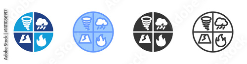 Disaster icon set multiple style collection