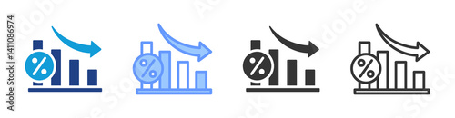 Reduction icon set multiple style collection